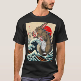 Bunnyzilla Japansk Art Shirt Funny Bunny Gift T