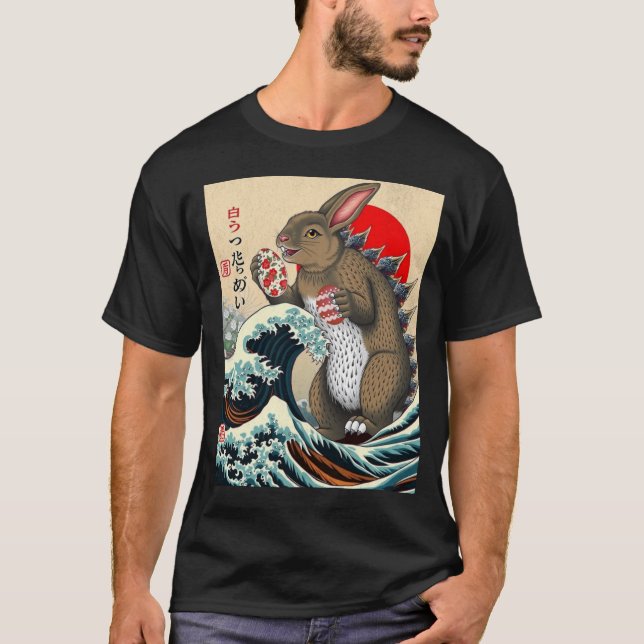 Bunnyzilla Japansk Art Shirt Funny Bunny Gift T (Framsida)