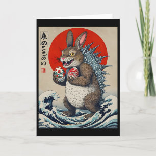 Bunnyzilla Japansk Konst Rolig Kanin Kanin Japansk Kort