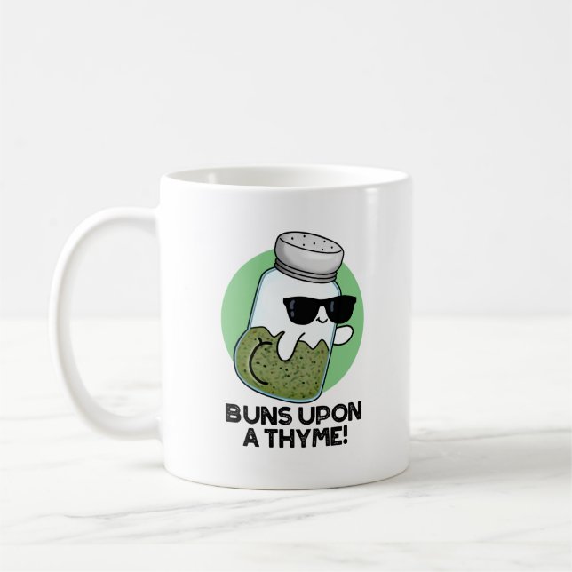 Buns på en Thyme Funny Herb Pun Kaffemugg (Vänster)