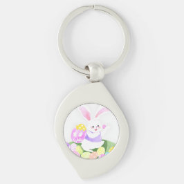 bunt med påskägg swirl silverfärgad nyckelring