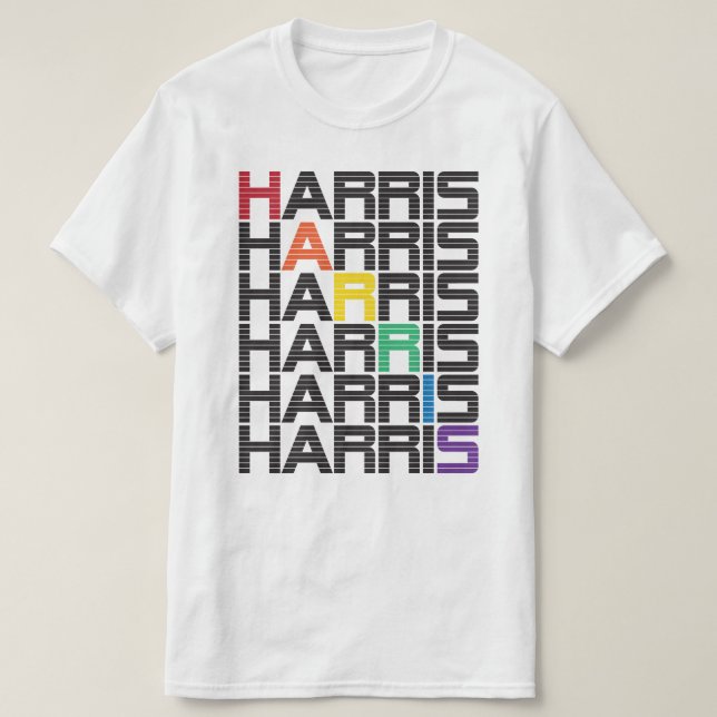 Buntar för Harris regnbågetext T Shirt (Design framsida)