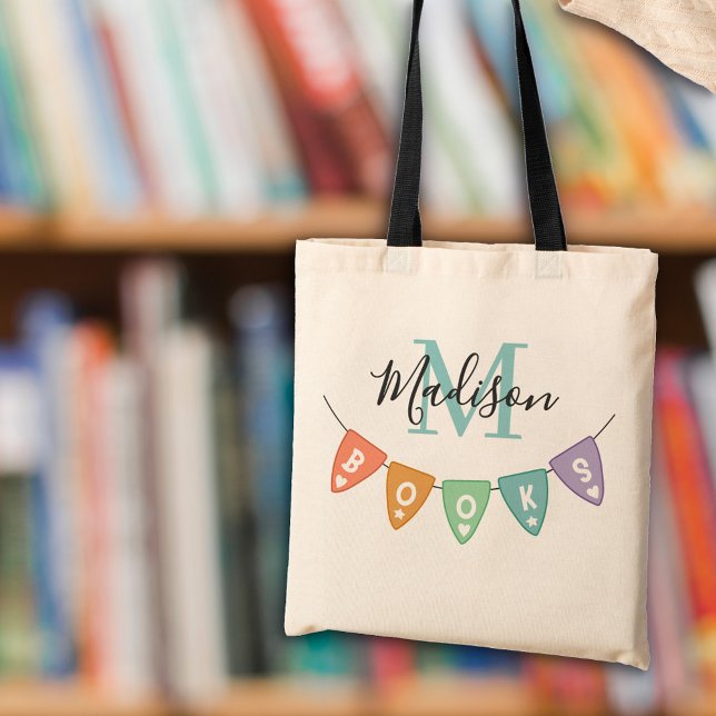 Buntbanderoll för Bokar i Cute Monogram Tygkasse (Skapare uppladdad)