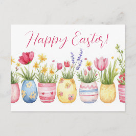 Bunte Aquarell Oster Postkarte mit Frühlingsblumen Vykort
