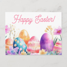 Bunte Aquarell Oster Postkarte mit Frühlingsblumen Vykort