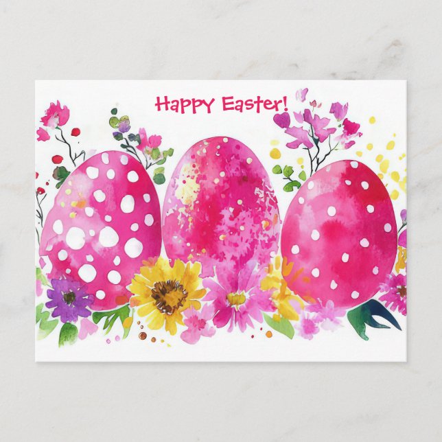 Bunte Aquarell Oster Postkarte mit Frühlingsblumen Vykort (Framsida)