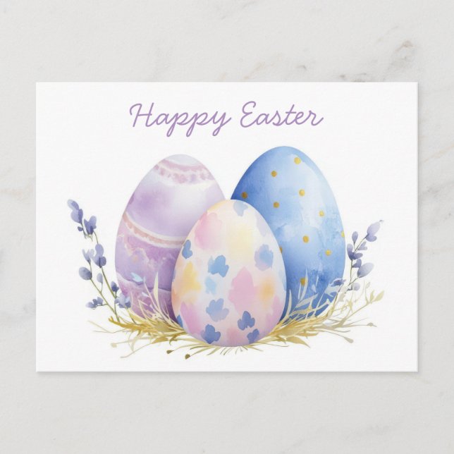 Bunte Aquarell Oster Postkarte mit Frühlingsblumen Vykort (Framsida)