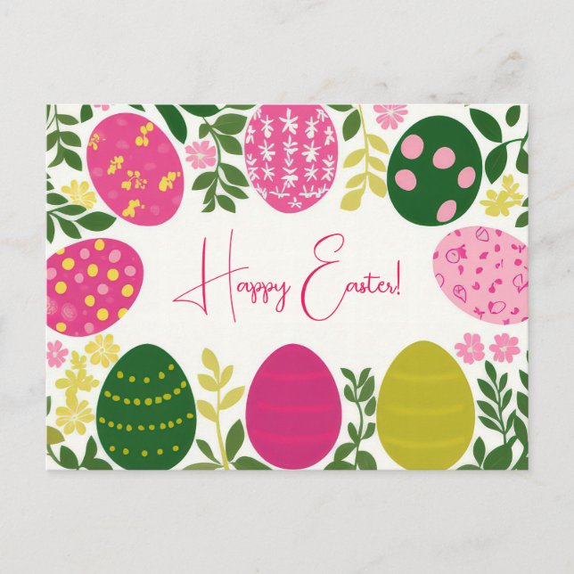 Bunte Aquarell Oster Postkarte mit Frühlingsblumen Vykort (Framsida)