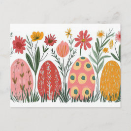 Bunte Aquarell Oster Postkarte mit Frühlingsblumen Vykort