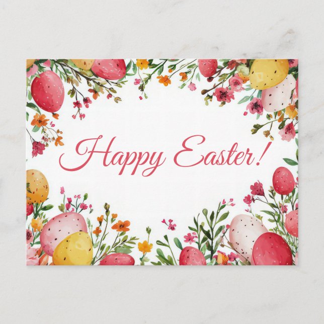 Bunte Aquarell Oster Postkarte mit Ostereiern Vykort (Framsida)