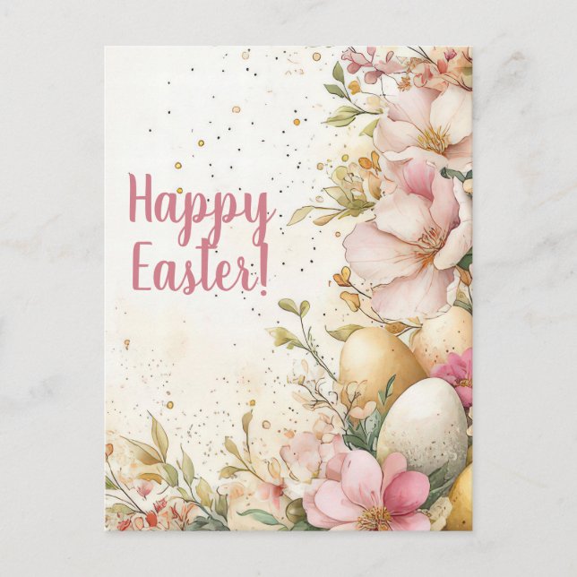 Bunte Aquarell Oster Postkarte mit Ostereiern Vykort (Framsida)