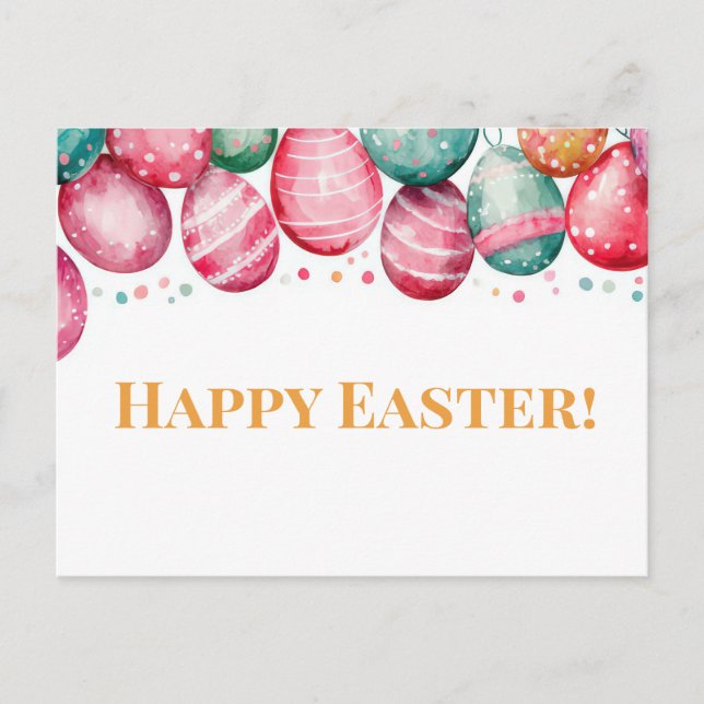 Bunte Aquarell Oster Postkarte mit Ostereiern Vykort (Framsida)