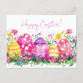 Bunte Aquarell Oster Postkarte mit Ostereiern Vykort
