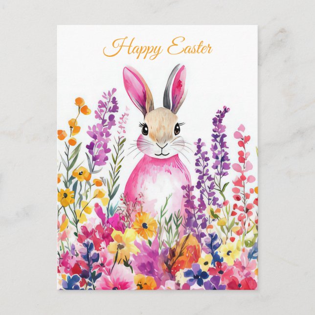 Bunte Aquarell Oster Postkarte mit Ostereiern Vykort (Framsida)
