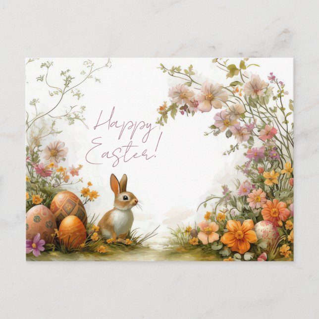 Bunte Aquarell Oster Postkarte mit Ostereiern Vykort (Framsida)