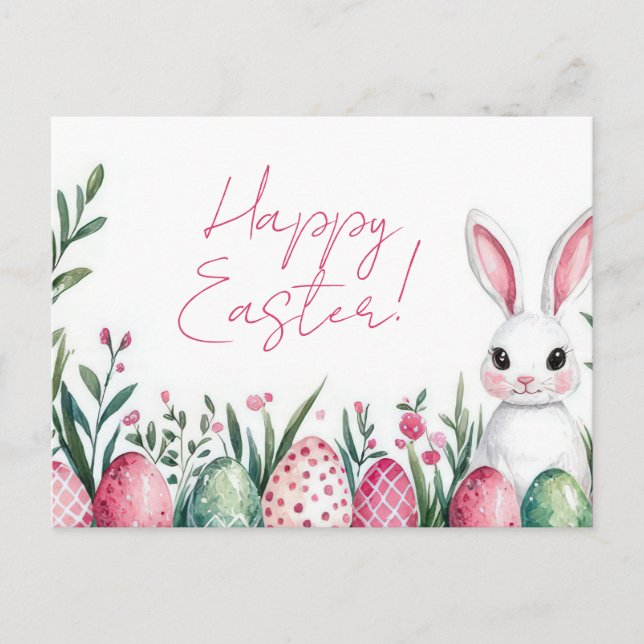 Bunte Aquarell Oster Postkarte mit Ostereiern Vykort (Framsida)