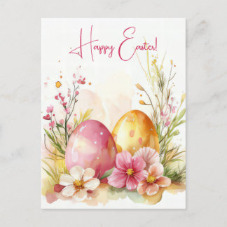 Bunte Aquarell Oster Postkarte mit Ostereiern Vykort