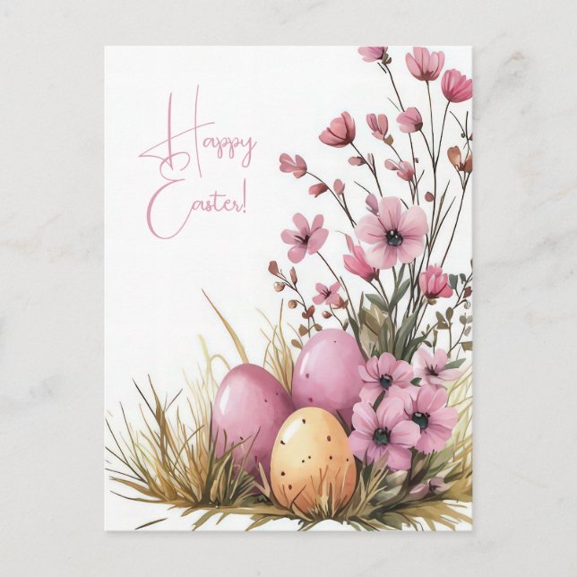 Bunte Aquarell Oster Postkarte mit Ostereiern Vykort (Framsida)