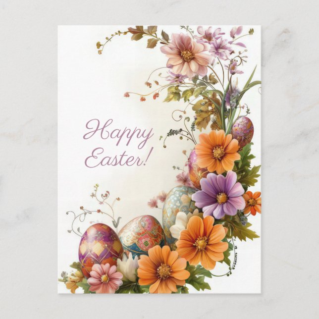 Bunte Aquarell Oster Postkarte mit Ostereiern Vykort (Framsida)