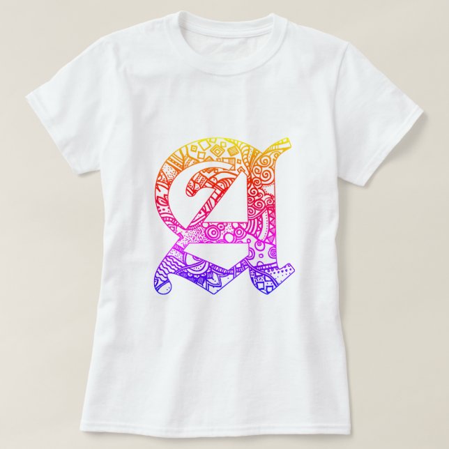 Bunte Buchstabe "A" im gotischen Stil T Shirt (Design framsida)