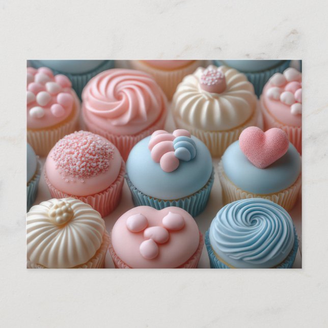 Bunte Cupcakes mit Herzen Valentinstag Vykort (Framsida)
