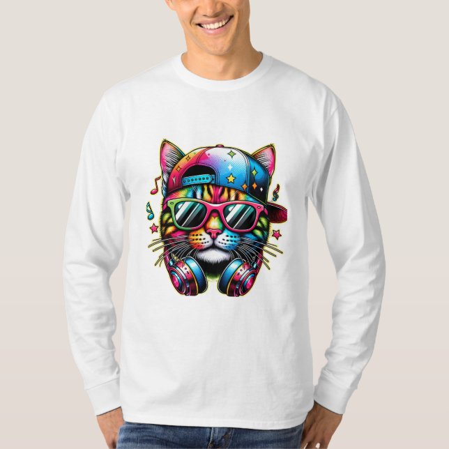 Bunte Feierkatze T Shirt (Framsida)