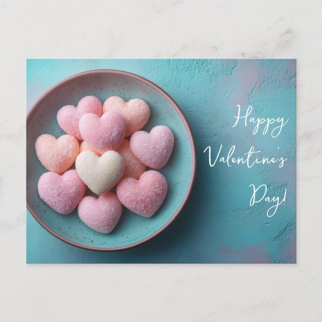 Bunte Herzen aus Zucker Valentinstag Vykort (Framsida)