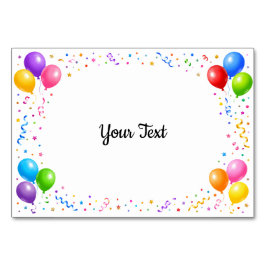 Bunte Party Ballons Konfetti Rahmen Design Bordsnummer