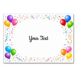 Bunte Party Ballons Konfetti Rahmen Design Bordsnummer