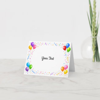 Bunte Party Ballons Konfetti Rahmen Design Tack Kort