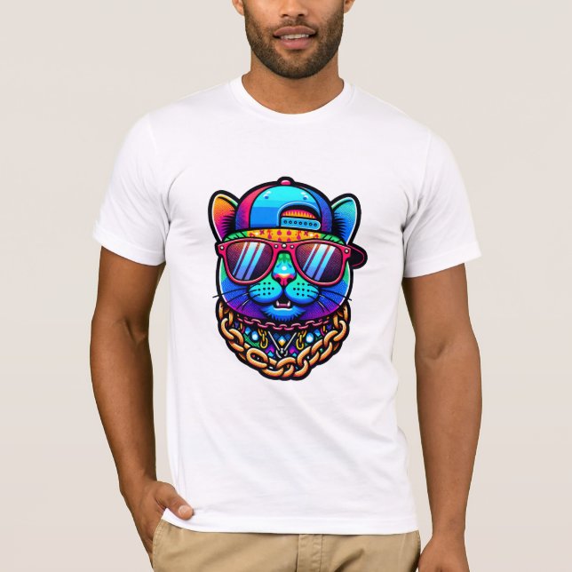 Bunte Partykatze T Shirt (Framsida)