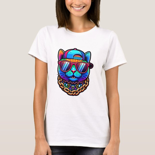 Bunte Partykatze T Shirt (Framsida)