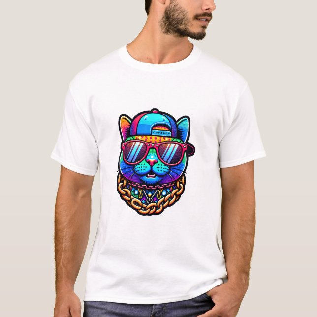 Bunte Partykatze T Shirt (Framsida)