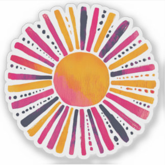 Bunte Sonne- Aquarellstil Klistermärken