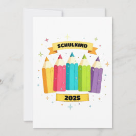Bunte Stifte mit Sternchen - Schulkind 2025 | Inbjudningar