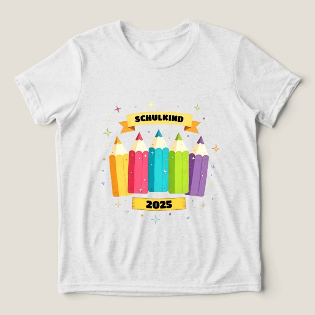 Bunte Stifte mit Sternchen - Schulkind 2026 T Shirt (Design Framsida)