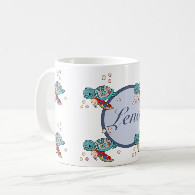 bunte Wasserschildkröte, personalisiert Kaffemugg (Framsida vänster)