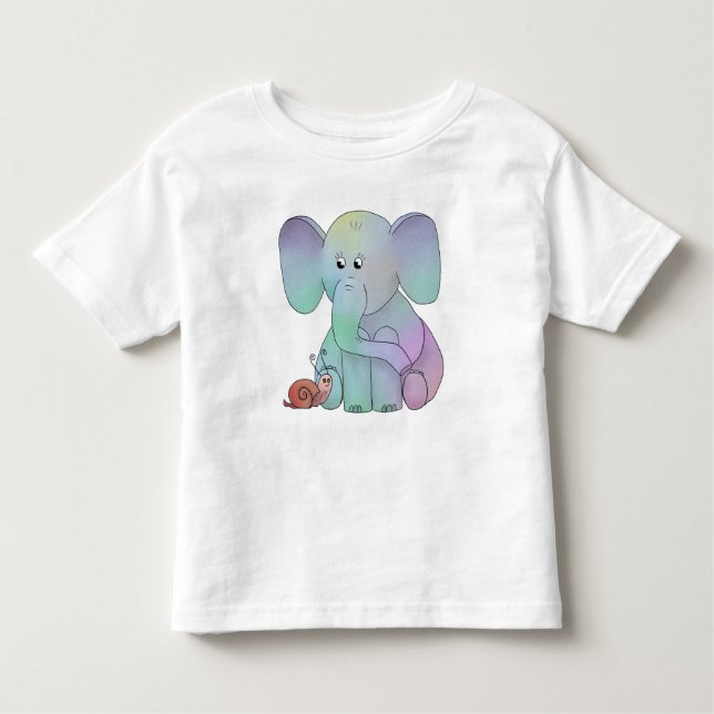 Bunter Elefant mit Schnecke T Shirt (Framsida)