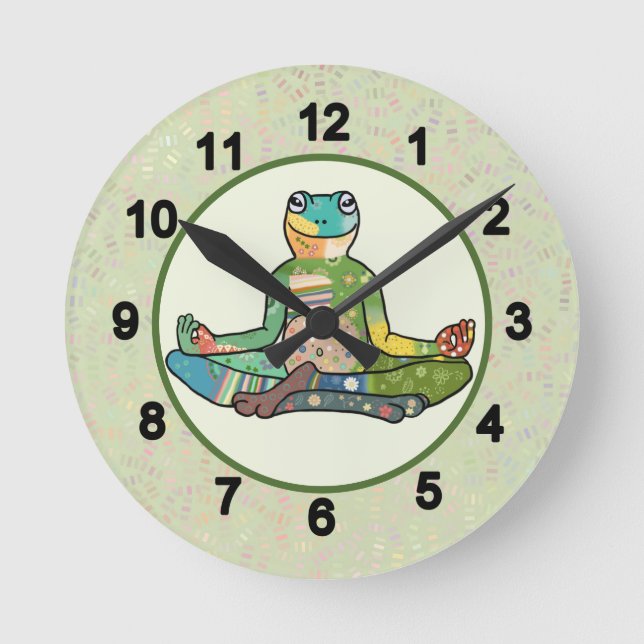 Bunter Frosch  Runde Wanduhr Rund Klocka (Framsida)