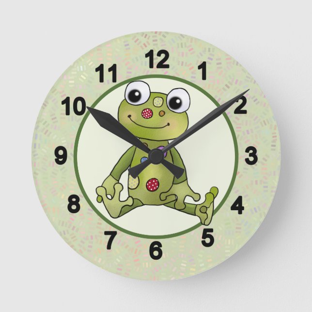 Bunter Frosch  Runde Wanduhr Rund Klocka (Framsida)
