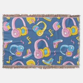 Bunter Musikmix i rosa, blau, gelb Filt