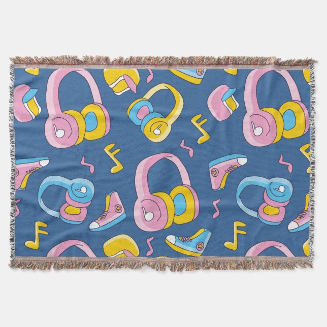 Bunter Musikmix i rosa, blau, gelb Filt (Framsidan)