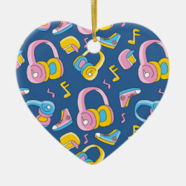 Bunter Musikmix i rosa, blau, gelb Julgransprydnad Keramik