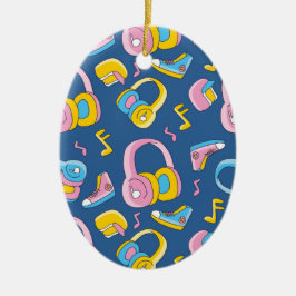 Bunter Musikmix i rosa, blau, gelb Julgransprydnad Keramik