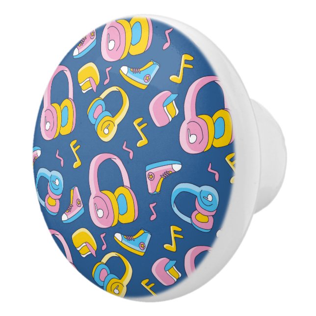 Bunter Musikmix i rosa, blau, gelb Knopp (Höger)