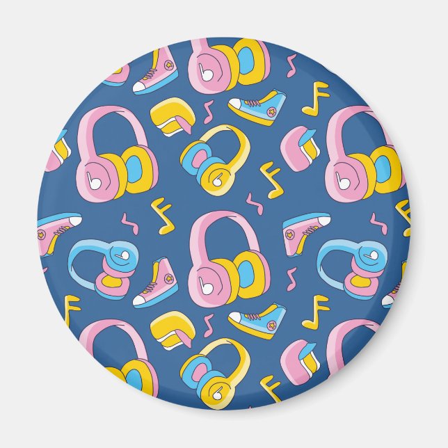 Bunter Musikmix i rosa, blau, gelb Magnet (Framsidan)