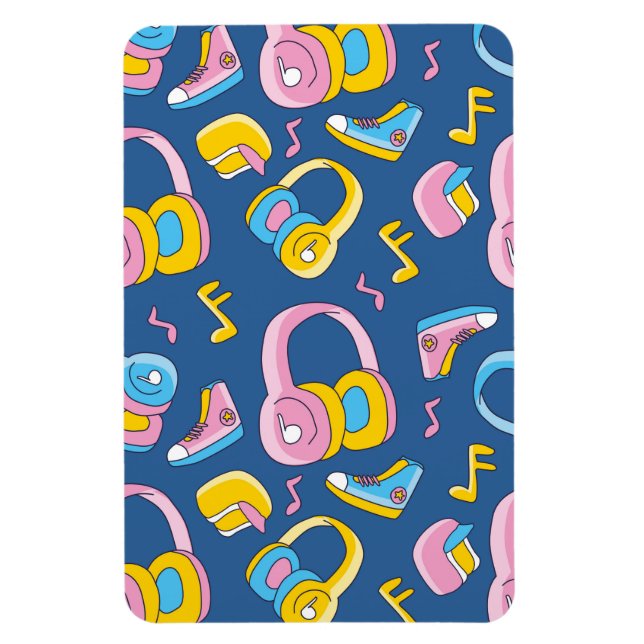 Bunter Musikmix i rosa, blau, gelb Magnet (Vertikal)