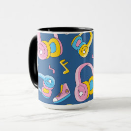 Bunter Musikmix i rosa, blau, gelb Mugg