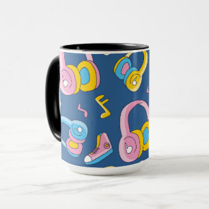 Bunter Musikmix i rosa, blau, gelb Mugg