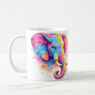 Bunter Regenbogen Elefant Aquarell Kaffemugg